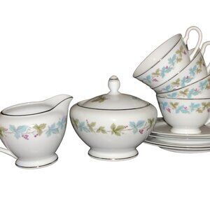 10 piece vintage fine china 4 teacups+4 saucers+1sugar bowl+creamer -Japan #6701